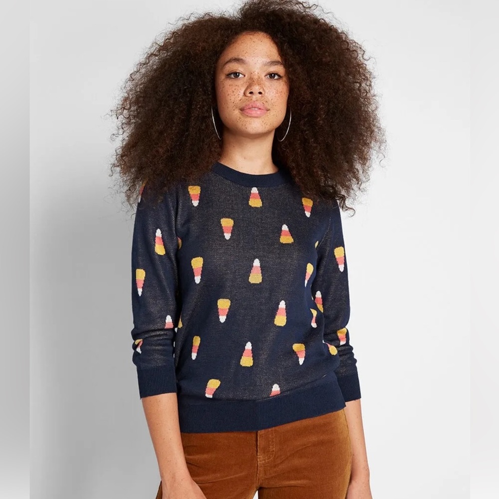 ModCloth Candy Corn Halloween Holiday Sweater